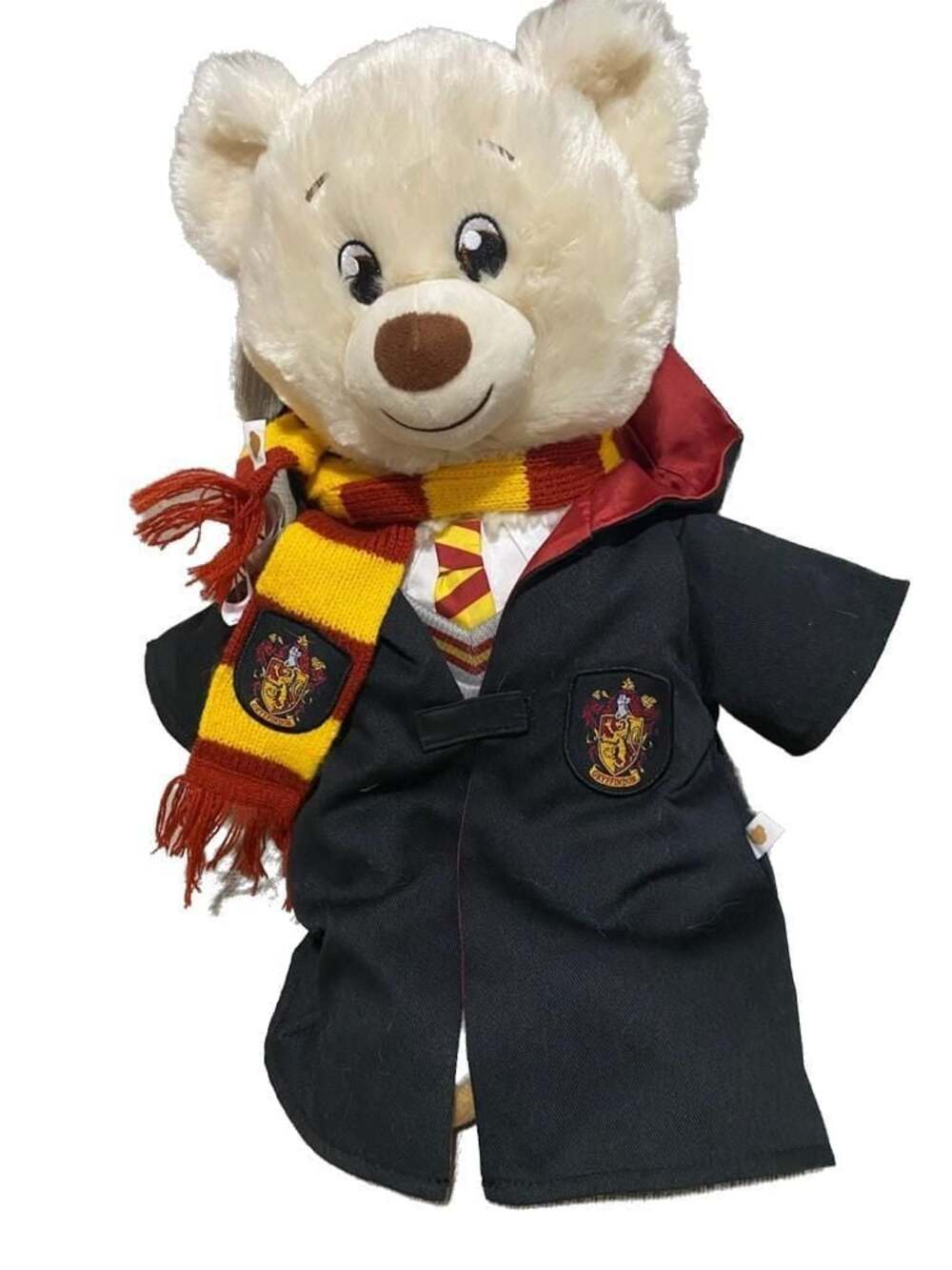 Build-A-Bear White Teddy Bear in Harry Potter Gryffindor Outfit with Robe, Scarf